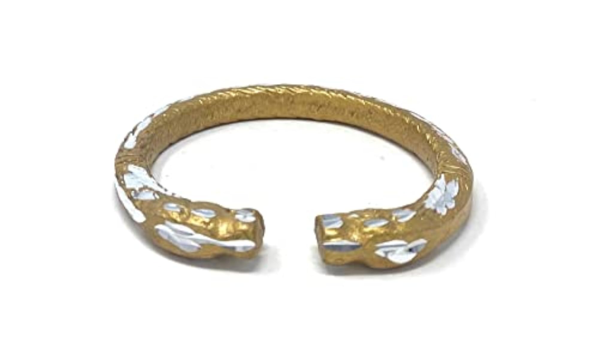 Gold Plated Tiger Design Adjustable Kada for Men, Stylish Indian Bracelet