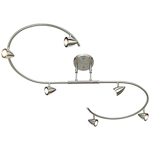 Pro Track Track Light Fixture - 6 Head Light, Brushed Nickel, Adjustable Modern LED Track Light for Ceilings, Kitchen Islands, Bedrooms, Hallways, Foyers, and Living Rooms - 54" Wide, 21 1/2" High - Thumbnail 7
