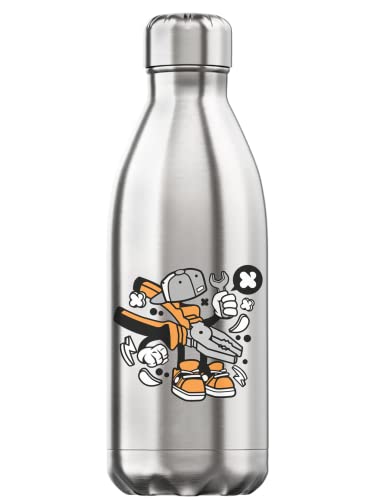 Termo de acero inoxidable de 350 ml plateado libre de BPA con estilo botella térmica 2