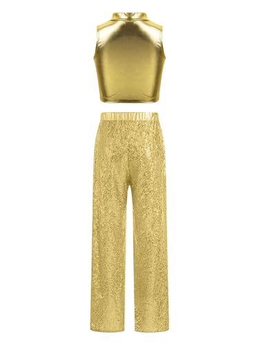 Vêtements hip hop filles ensemble or paillettes 15-16 ans