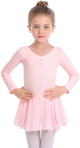 Image of MdnMd Toddler Ballet Leotards for Girls Dance Leotards with Skirt Gymnastic Ballerina Outfit Dress Classic Short Sleeve