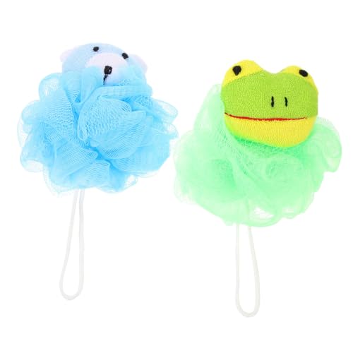 NULYLU 2個子供用泡澡球 可愛らしいカートゥーンデザインの沐浴スポンジ
