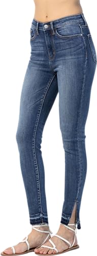 Judy Blue Women's High-Rise Skinny Jeans with Side Slit Released Hem 82422 (Medium Blue, 3)2