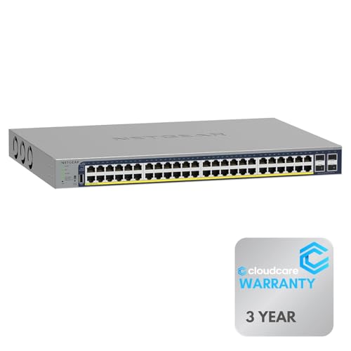 Image of NETGEAR GS752TP 48-Port 𝐏𝐨𝐄+ 𝐒𝐦𝐚𝐫𝐭 𝐒𝐰𝐢𝐭𝐜𝐡 | 4 x Gigabit SFP | Rack-Mountable | Cloud Care's 3-Year Warranty SupportPlus Included