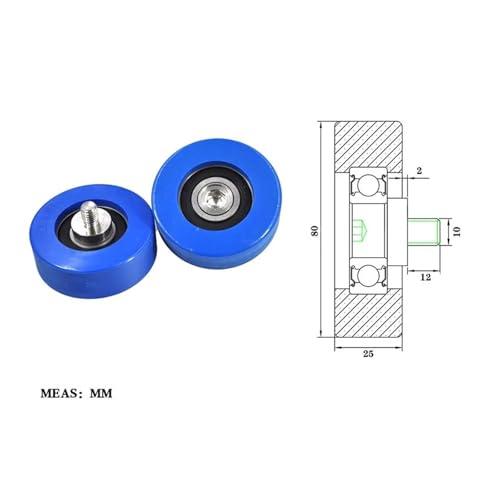 Roulement PU620480-25C2L12M10 en polyuréthane moulé avec filetage M10 pour guidage - 2