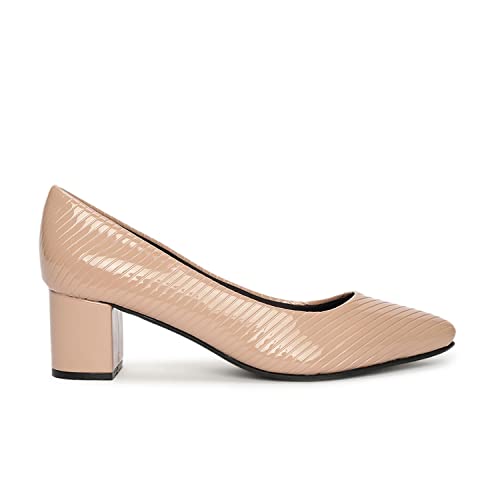 Image of Marc Loire Women's Self Design Comfortable Slip-on Casual Pointed Toe Block Pumps Heels