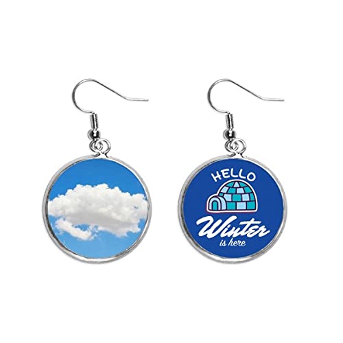 Pendientes de gota azul cielo sol nubes blancas colgantes de invierno