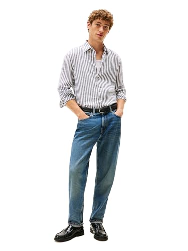 Image of Tommy Hilfiger Men's Long Sleeve Casual Linen Button Down Shirts in Regular Fit