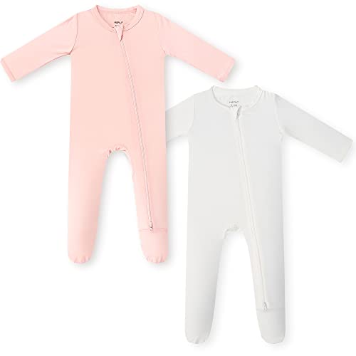 Image of HAPIU Rayon from Bamboo Baby Footed Pajamas, 2 Way Zipper YKK, Footie for Baby Boy Girls, Newborn-24 Months