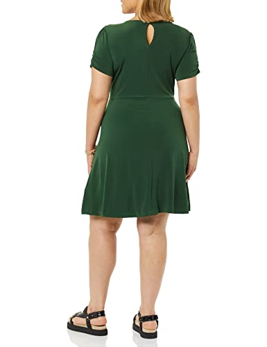 Image of Amazon Essentials Women's Gathered Short Sleeve Crew Neck A-line Dress (Available in Plus Size)