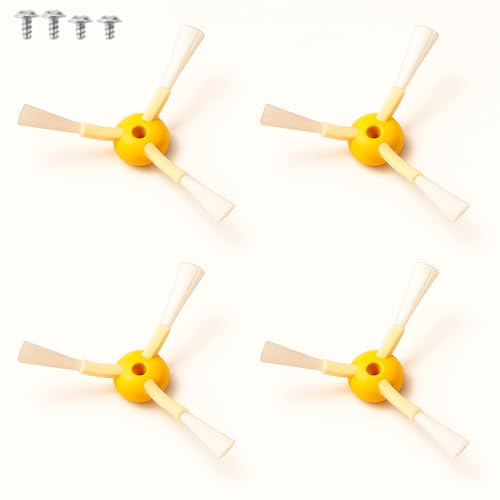 Pack de 4 Cepillos Laterales y 4 Tornillos de Repuesto para Roomba Serie 500, 600, 700 y 800- Kit de Accesorios de Recambio para Aspiradora Robot - Compatible con Roomba (Series 500, 600 y 700)