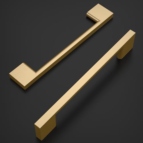 Amerdeco 10 Pack Champagne Bronze Cabinet Pulls 5 Inch(128MM) Hole Centers Kitchen Cabinet Handles Cabinet Hardware Kitchen Handles for Cabinets Cupboard Handles Drawer Pulls ZH0060