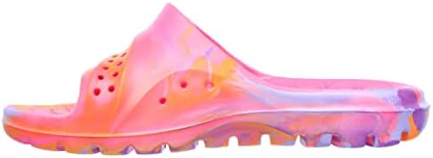 Skechers Kids Girls Foamies Hogan-Color Splashed Sneaker Slide Sandal, Hot Pink/Multi, 11 Big Kid