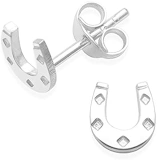 Heather Needham Sterling Silver Horseshoe Earrings - SIZE: SMALL 6mm x 6.5mm (1/4 inch) Dainty Childrens horse stud earrings Gift boxed. 5032