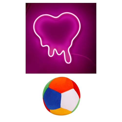 Image of EITHEO Stuffed Animal Plushie Stuffed Toy for Kids (Neon Dripping Heart +Ball)