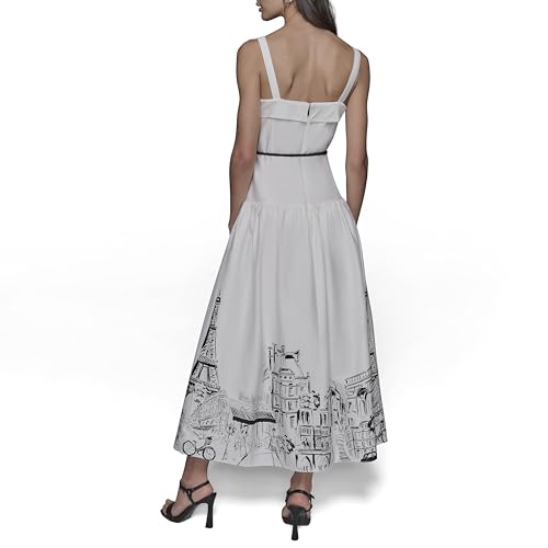 Image of Karl Lagerfeld Women's Sleeveless Square Neck Drope Waist Maxi Dress with Rope Belt