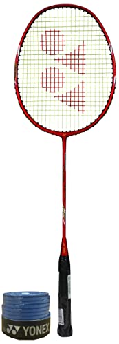 Image of YONEX Arcsaber 71 Light Graphite Badminton Racket with Full Cover (77 Grams, 30 lbs Tension, Multicolour) & ET 903 E Super Rubber Badminton Grip (Blue)