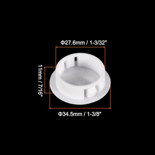 Image of uxcell 1-3 /32 inch Plastic Hole Plugs, 26Pcs Flush Type Panel Round Snap in Fastener Knockout Locking Plugs for Furniture Insert End Caps Panels, White