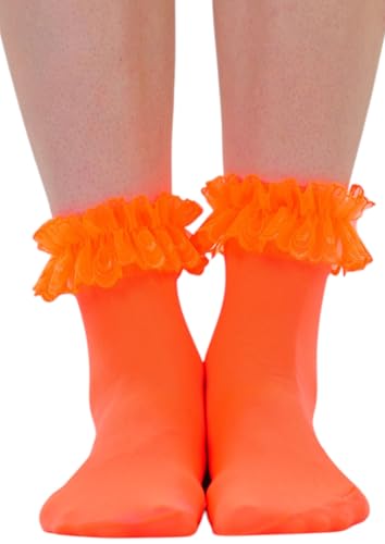 Image of ToBeInStyle Women's Indie Girl Ruffle Trim Heart Net Design Ankle High Fashion Socks