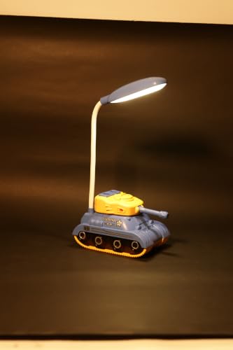 Image of Lexton 11.5 Inch Rechargeable Tank LED Table Lamp with Pen & Phone Holder | 360 Rotatable Desk Lamp, USB Charging, 2 Light Modes, ON /Off Button for Kids, Study Table, Bedroom & Office