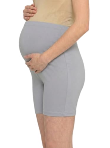 Image of Women's High Waist & Mid-Thigh Cotton Lycra Maternity Shorts|Pregnancy Panty|Maternity Panties Over The Belly for The Pre & Post Pregnancy