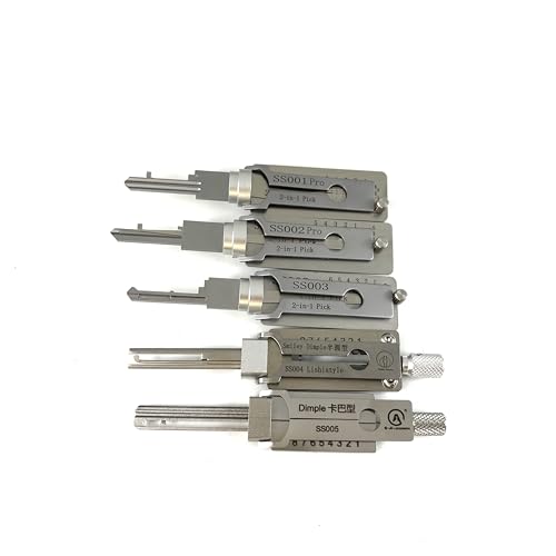 TPM Go Ensemble d'outils de crochetage de serrure professionnel 2-en-1, kit de 5 pièces modèles SS001 SS002 SS003 SS004 SS005, ouverture de plusieurs types de serrures...