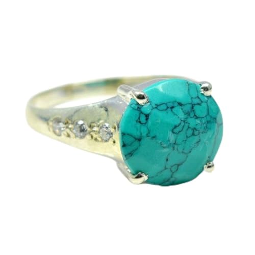 Bague en argent sterling pour homme, anneau en véritable turquoise naturelle tailles J K L M N O P Q R S T U V W X Y