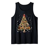 Bonito árbol de Navidad con diseño de perro Vizsla con pelo de alambre, decoración divertida para árbol de Navidad, para amantes del árbol de Navidad, para mujer y niño, árbol de Navidad, árbol de Navidad con luz brillante, árbol de Navidad de pino, flor de nieve, gorro de Papá Noel de muñeco de nieve, árbol de Navidad floral