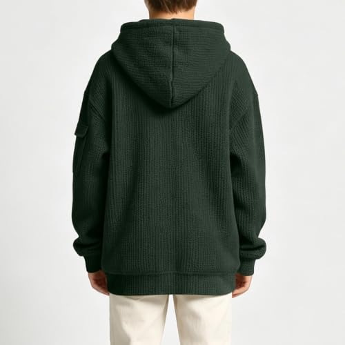 Teen Hoodies Boys Boys Hoodies Waffle Toddler Sweatshirt Long Sleeve with Pocket Pullover Girls Back To School Clothes Capsule Wardrobe Clothing Set Sudadera Para Niños Army Green - image 3