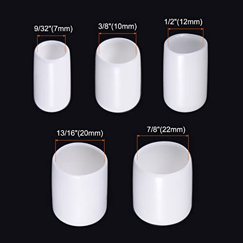 Image of MECCANIXITY Round End Caps Rubber Cover 48pcs 9 /32 inch 3 /8 inch 1 /2 inch 13 /16 inch 7 /8 inch White Screw Protector for Screw Bolt Pipe
