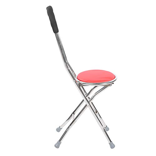 Canne de Marche Pliante, Chaise Ronde en Acier Inoxydable, Chaise À Béquille Portative de 1 mm D'Épaisseur pour Personnes Âgées