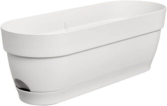 Elho Vibia Campana 50 Balcony Box - Planter for Balcony - Diameter 49.0 x Height 17.0 cm - White/Silk White