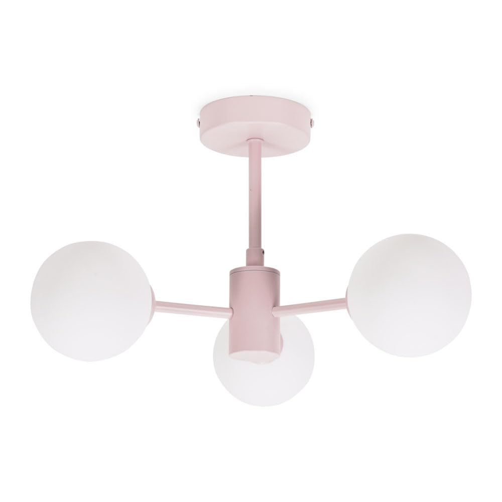 Valuelights Unisex Baby Pink Marlow Opaque Glass Globe 3 Arm Ceiling Light With Led Bulbs In Infant