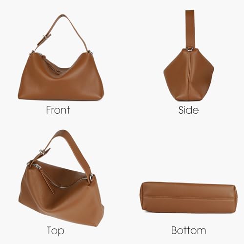 Image of DONNAIN Premium Full-Grained Leather Crossbody Bags for Women, Slouchy Shoulder Bag with Adjustable Strap and Tote Handbag