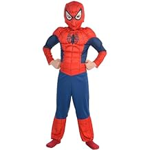 Party City Classic Spider-Man Muscle Costume for Boys - Marvel Comics Superhero Costume Includes Jumpsuit & Hooded Mask - Costumes for Halloween, Birthday Parties, Themed Events Multicolor