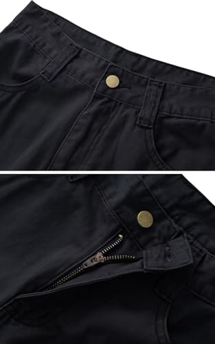 AKARMY Cargo Pants for Men Casual Outdoor Cotton Hiking Y2K Work Pants with Multi Pockets 8612 Black 383