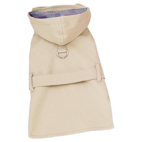 TiaoBug Trenchcoat für kleine Hunde Winddicht Westernjacke mit Gürtel Oberbekleidung Herbst Winter Hundekleidung Aprikose M
