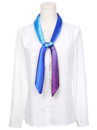 Women's Gradient Colorful Square Scarves, Contrast Color Ombre Satin Silky Hair Wrap Bandana Neckerchief2