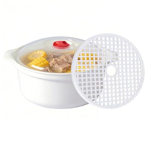 Microwave Steamer - Cookware Bowl, Lid, Anti-Scald Handle |