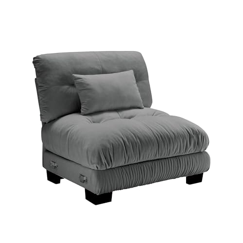 Image of SoarFlash Velvet Sectional Middle Position Sofa, Grey