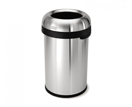 simplehuman 80 Liter / 21.1 Gallon Bullet Open Top Trash Can, Commercial Grade Heavy Gauge, Brushed Stainless Steel