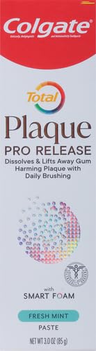 Image of Colgate Total Plaque Pro Release Fresh Mint Toothpaste, Anticavity Fluoride Toothpaste, Fights Plaque, Bad Breath, Tartar Buildup, and Helps Protect Teeth from Sensitivity, 3.0 oz (Pack of 2)