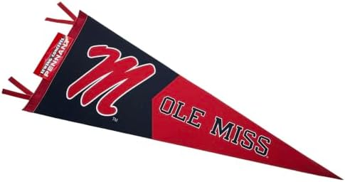 Ole Miss Large Felt Pennant With Tassels - Size: 12" x 30" - Officially Licensed - 1 Pennant Per Pack