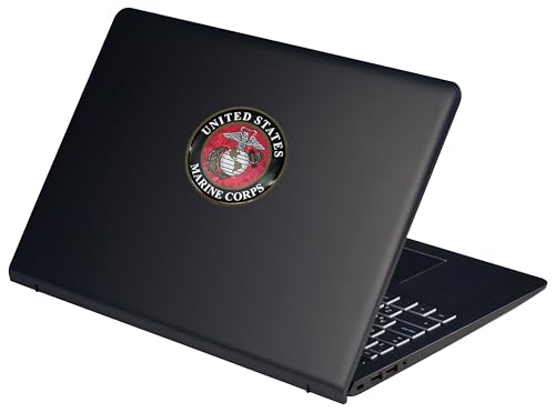 Image of Elektroplate US Marine Corps Crest Premium Reflective Car Decal 3.25 inch | Officially Licensed USMC, Weatherproof Automotive Grade Metallic Domed Sticker - Water Bottle, Laptop & More; Made in the USA