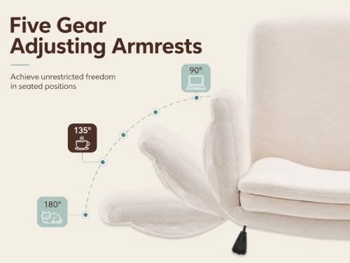 Image of Armrests Criss Cross Chair - Wide Comfy Swivel Vanity Chairs with Wheels, Comfortable Adjustable Home Office Desk Computer Chair for Reading Room, Bedroom, Makeup Room (Beige)