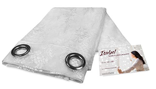 Tex family Tenda tendaggio Isabel Bianco cm. 140X280 CONFEZIONATA in Pizzo Jacquard
