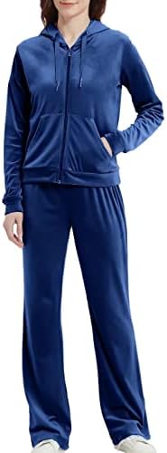 Vanars 2022 Womens Velour Tracksuit 2 Piece Outfits Set Full Zip Workout Hoodie Sweatshirt & Sweatpants with Pockets Fall Jogging Suits
