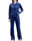Vanars 2022 Womens Velour Tracksuit 2 Piece Outfits Set Full Zip Workout Hoodie Sweatshirt & Sweatpa