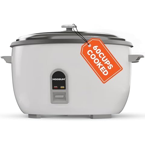 MOOSUM Commercial Rice Cooker, Large Capacity 30-Cup (UnCooked), 60-Cup (Cooked) with One Touch Operation and 12-Hour Keep Warm,Easy to Use and clean,1600W Cover