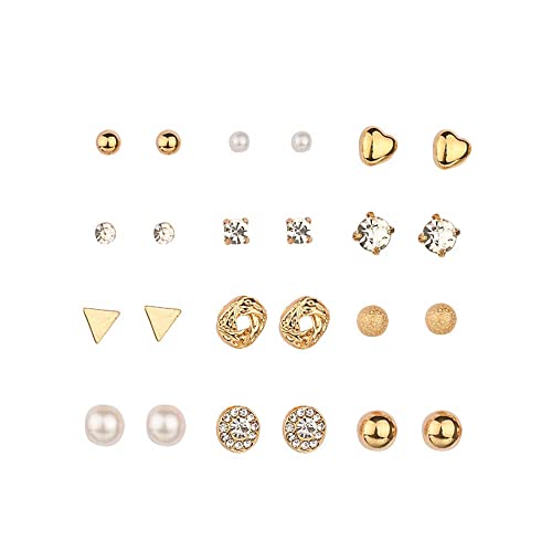 SOWUGI 12 Pairs Stud Earrings Set Fashion Ear Stud for Girls Women
